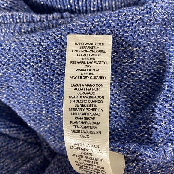 Chico's Open Cardigan Sweater Blue Rayon Blend Metallic Women's Size 2 - Picture 6 of 6